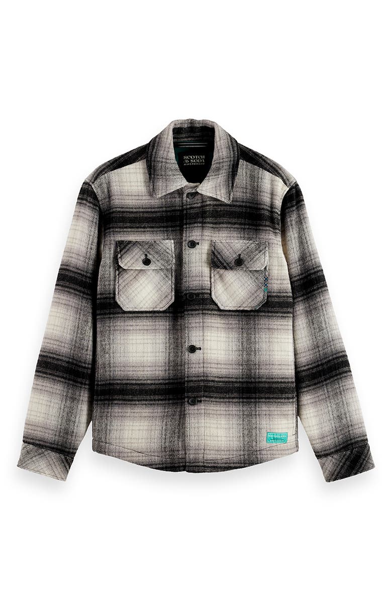 Scotch & Soda Check Overshirt, Alternate, color, Dark Grey Check
