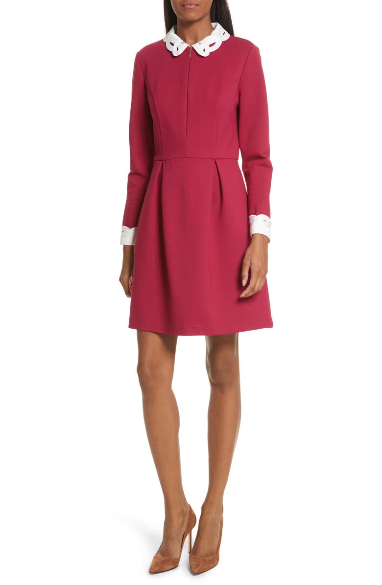 Ted Baker London Shealah Embroidered Trim A-Line Dress, Main, color,