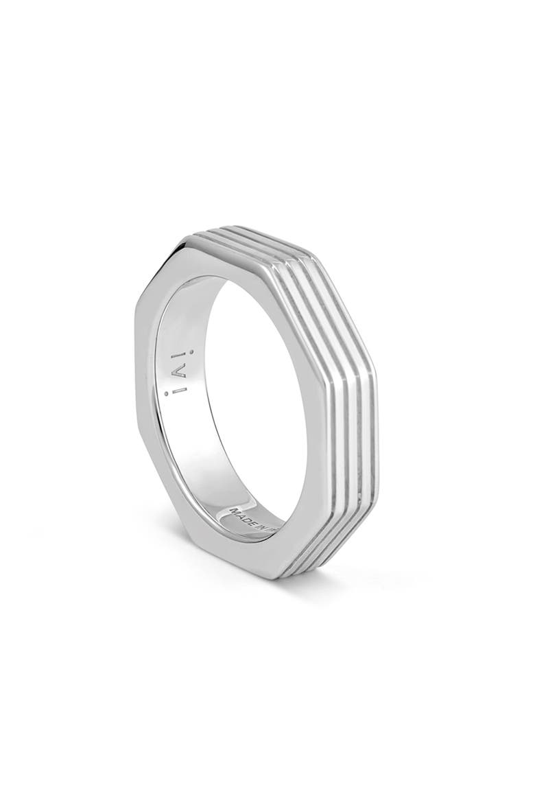Octagon Band Ring, Alternate, color, SILVER