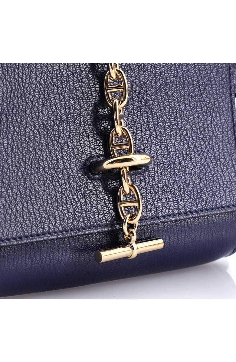 Pre-Owned Hermes Chaine d'Ancre Compact Wallet on Strap Chevre Mysore, Alternate, color, Bleu Nuit