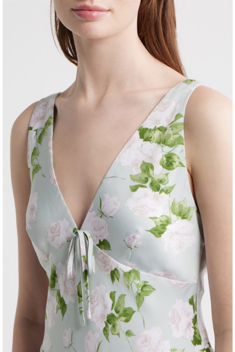 Lucasta Floral Satin Gown, Alternate, color, SAGE ROSES