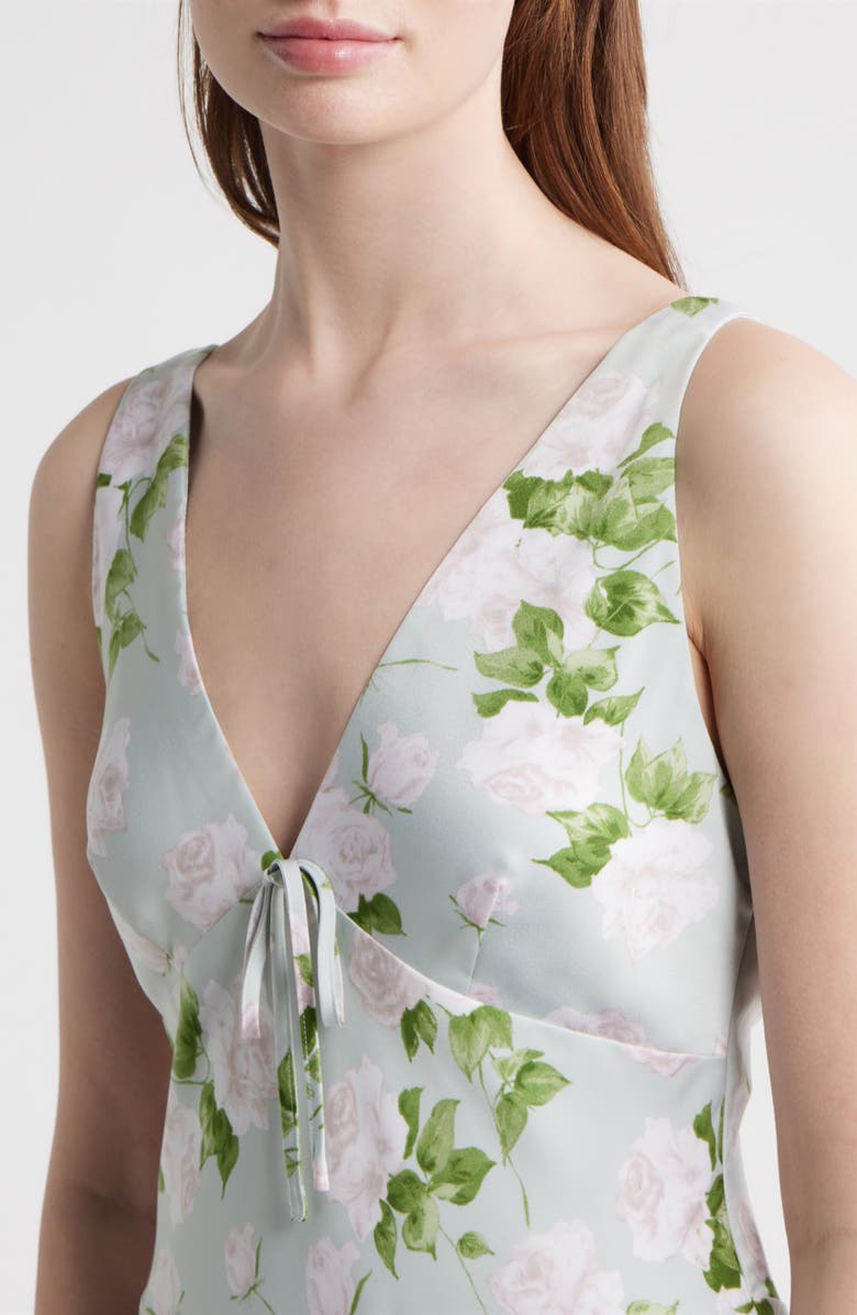 WAYF Lucasta Floral Satin Gown, Alternate, color, Sage Roses