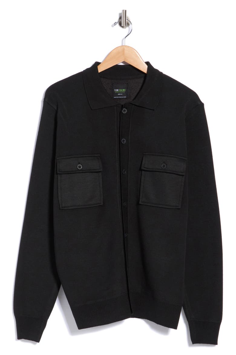 Button Down Cardigan, Alternate, color, BLACK