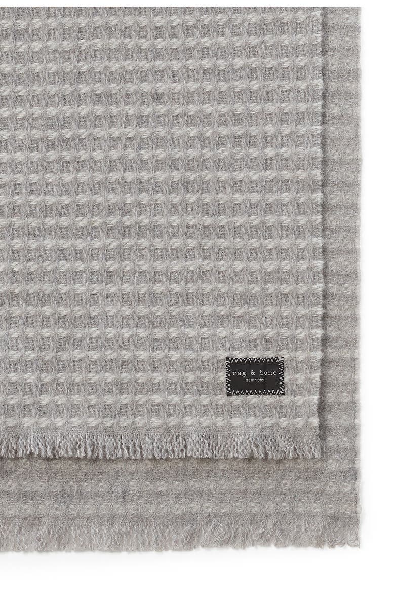rag & bone Joni Recycled Wool Blend Waffle Scarf, Alternate, color, Grey