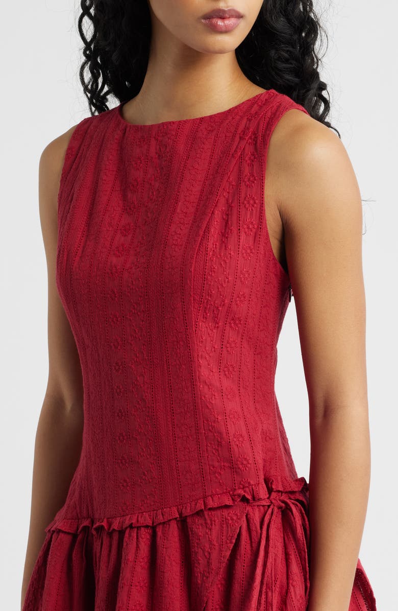 Princess Polly Cosie Pointelle Minidress, Alternate, color, Red