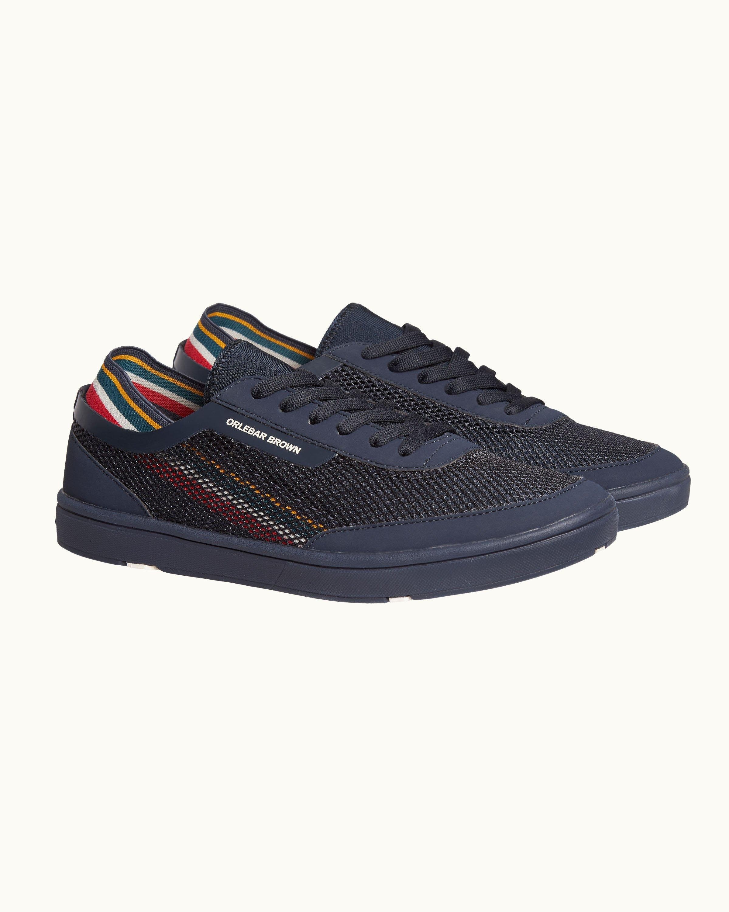 Orlebar Brown Larson O.B Stripe Shoe You Can Swim, Main, color, Navy/Orange/Aquamarine