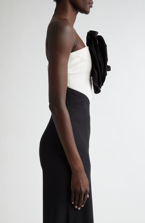 Carolina Herrera Rose Strapless Top In Black/white