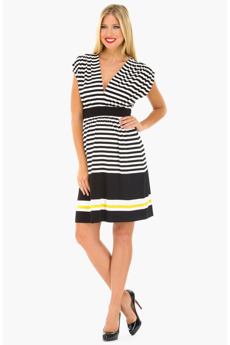 Maternity Kimono Stripe Dress, Main, color, BLACK