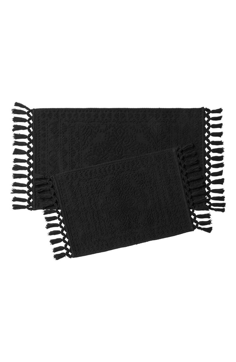 French Connection Nellore Fringe 2-Piece Bath Rug, Main, color, Black