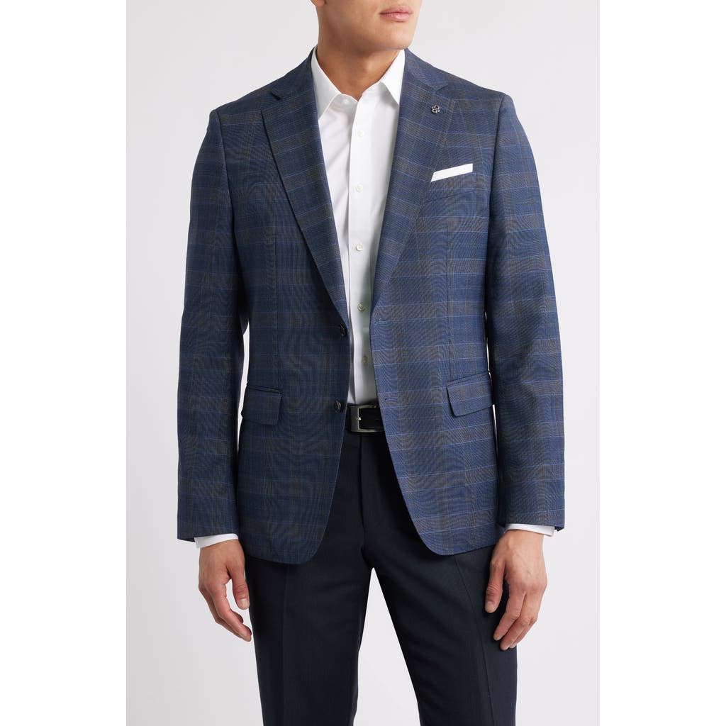 Hugo Boss Boss Hutson Check Virgin Wool Sport Coat In Blue