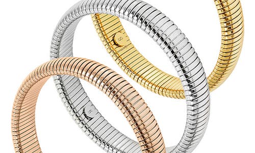 Savvy Cie Jewels Set Of 3 Tri-tone Flexible Bangle Bracelets In Gold