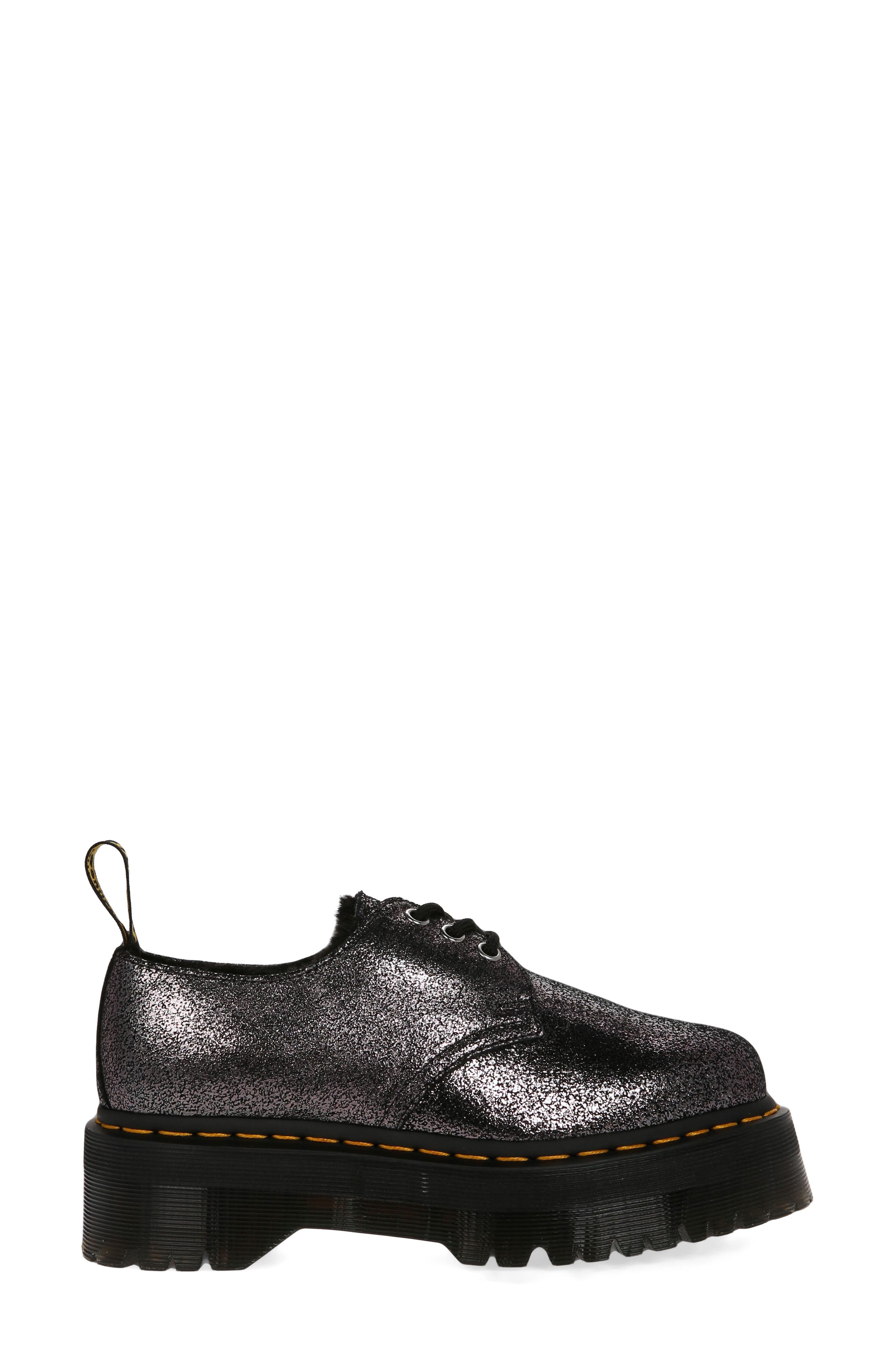Dr. Martens 1461 Quad Faux Fur Lined Platform Derby, Alternate, color, 