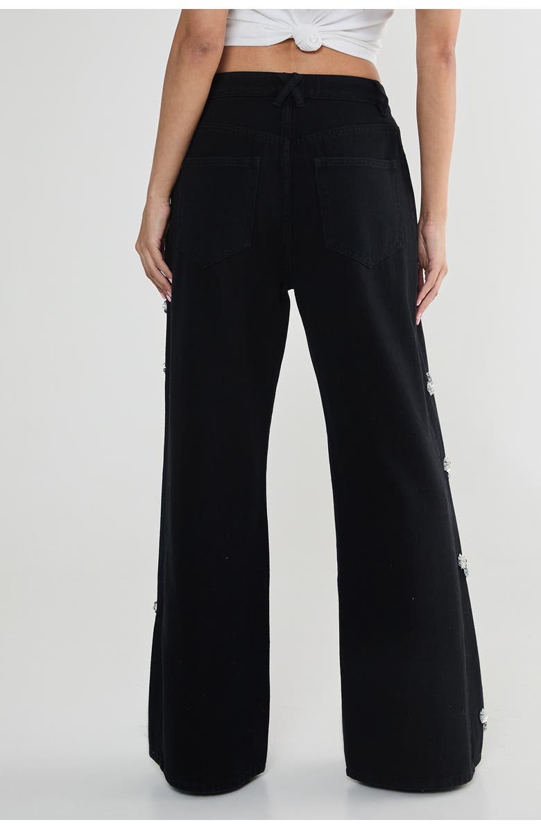 NASTY GAL Limited Embellished Flower Applique Jean, Alternate, color, Washed Black