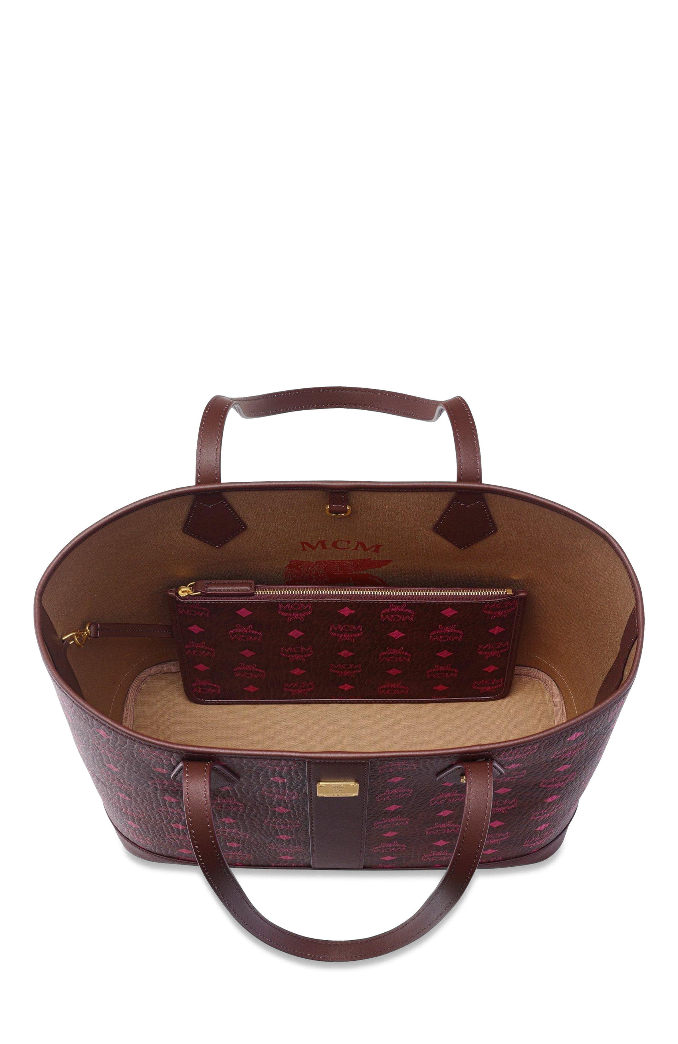 New Medium Liz Shopper in Visetos, Alternate, color, Cinnamon