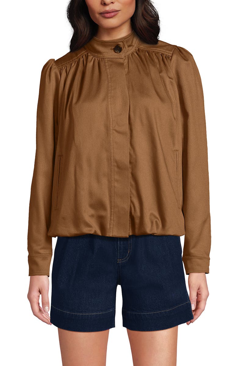 Lands' End Drapey Twill Bubble Hem Jacket, Alternate, color, Canyon Camel