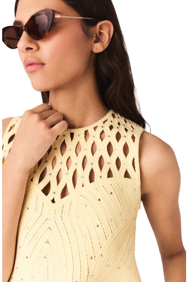 Crochet rhinestone top, Alternate, color, Pale yellow