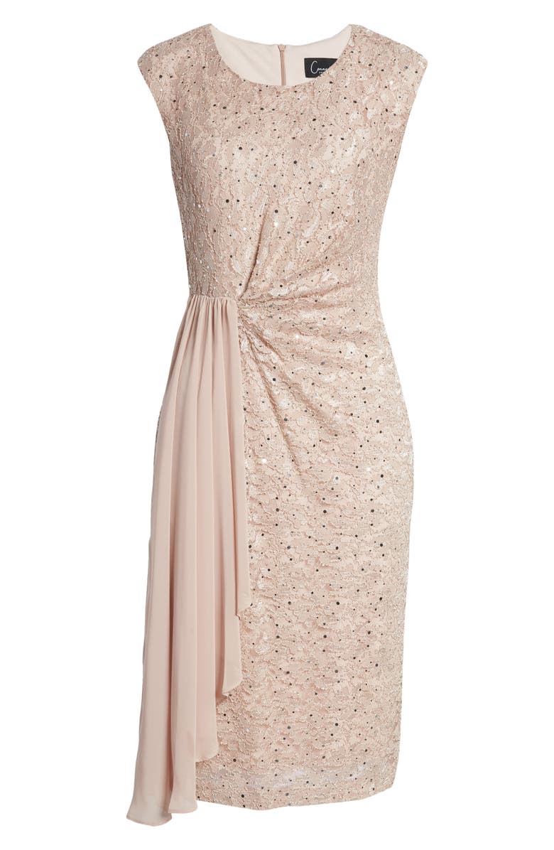 Connected Apparel Sequin Lace Cocktail Dress, Alternate, color,