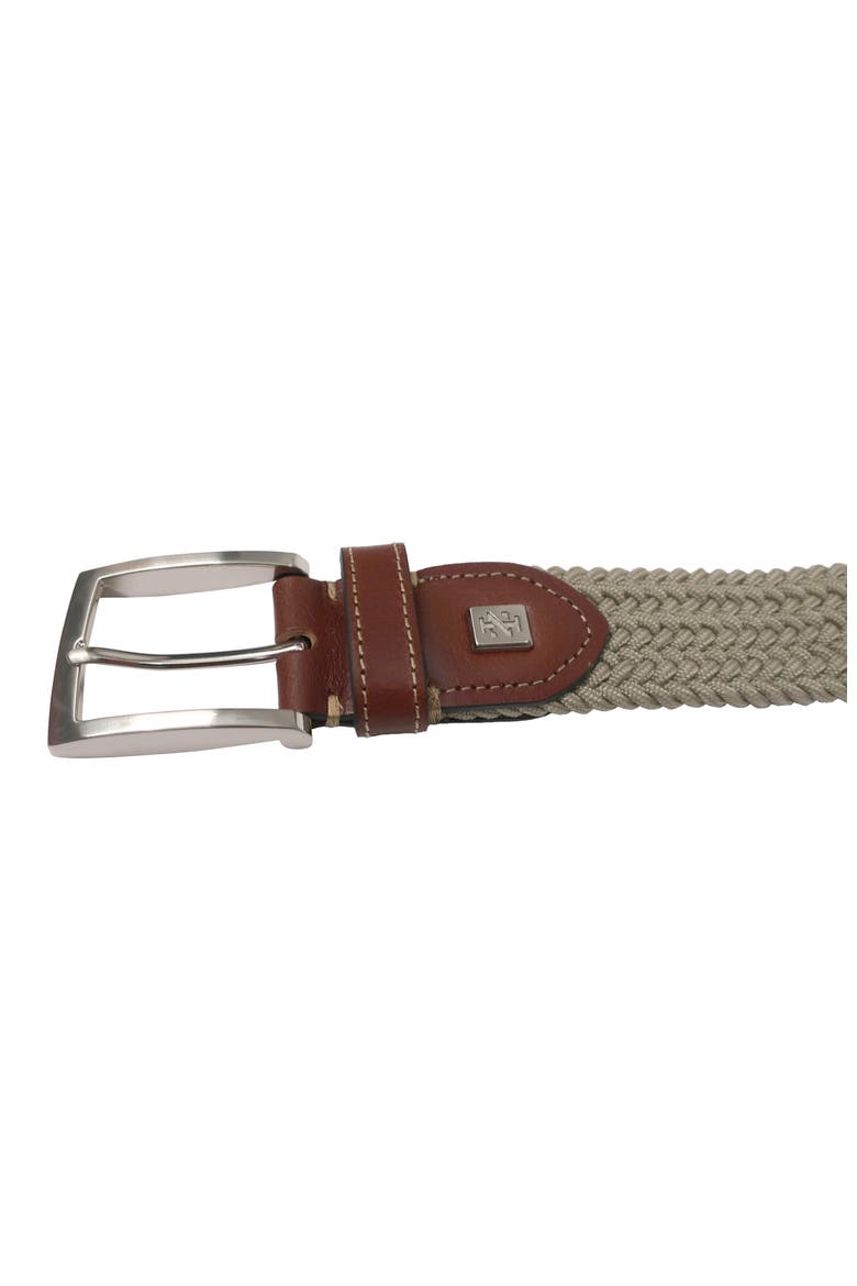 Stretch Braid with Full Grain Leather Tips, Alternate, color, Khaki