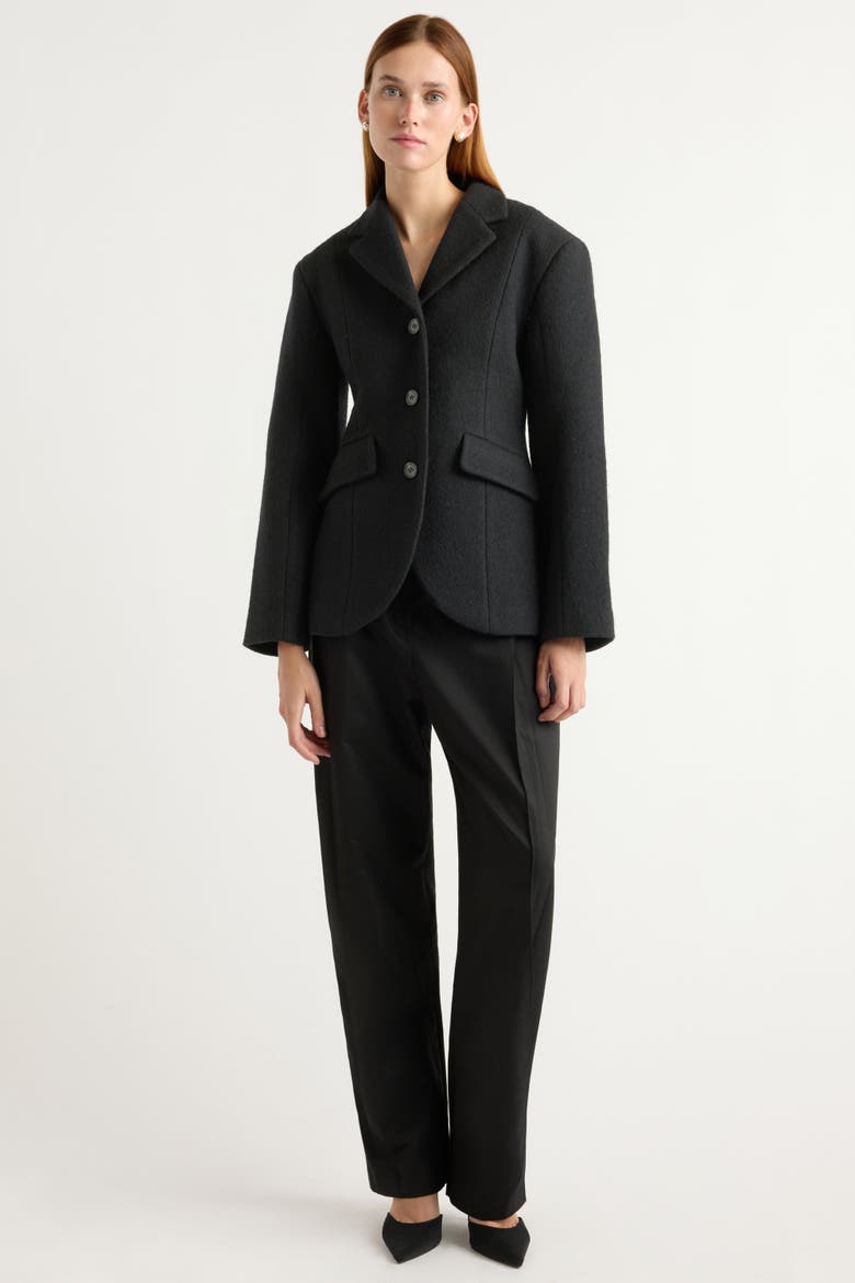 Marina Wool-Blend Sculpted Blazer, Alternate, color, Black