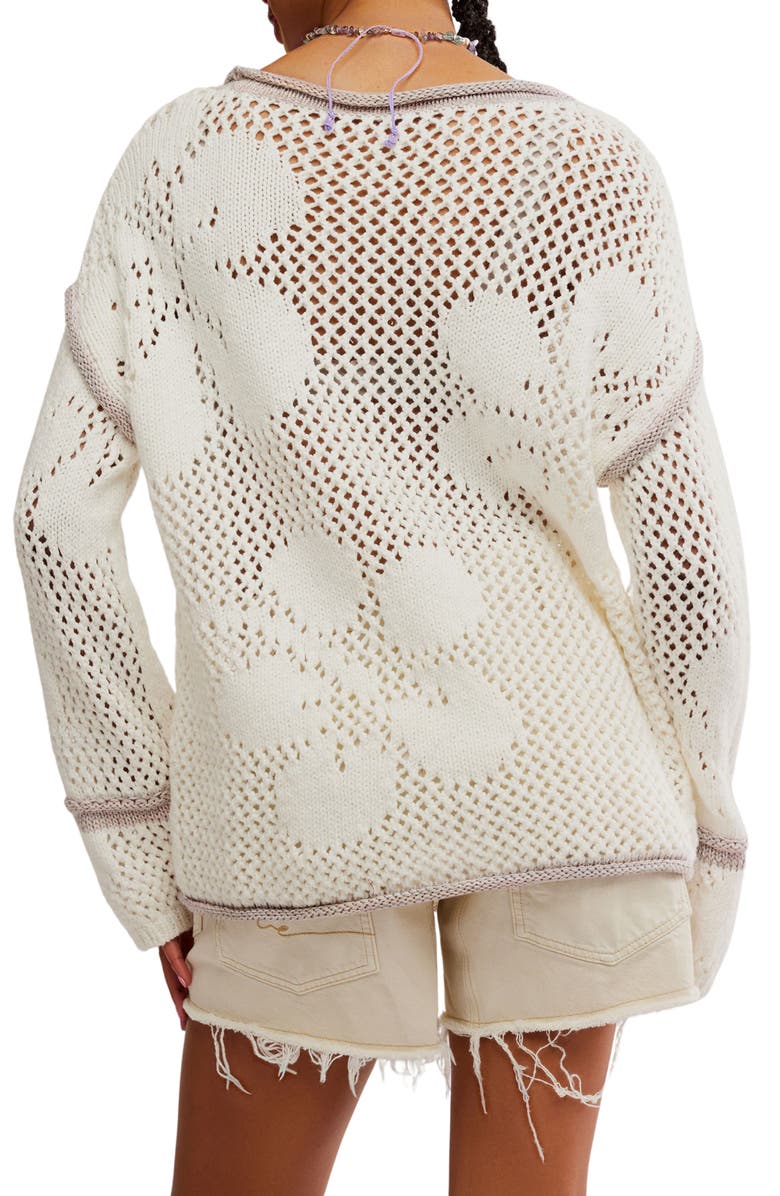 Free People Hidden Tropics Sweater, Alternate, color, Ivory Combo