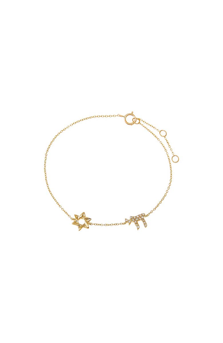 BY ADINA EDEN Diamond Pave/Solid Chai & Star Of David Bracelet 14K, Main, color, 14K Gold