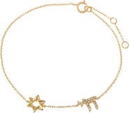 BY ADINA EDEN Diamond Pave/Solid Chai & Star Of David Bracelet 14K