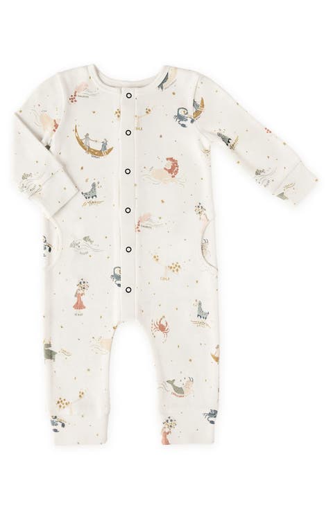Print Long Sleeve Organic Cotton Placket Romper (Baby)