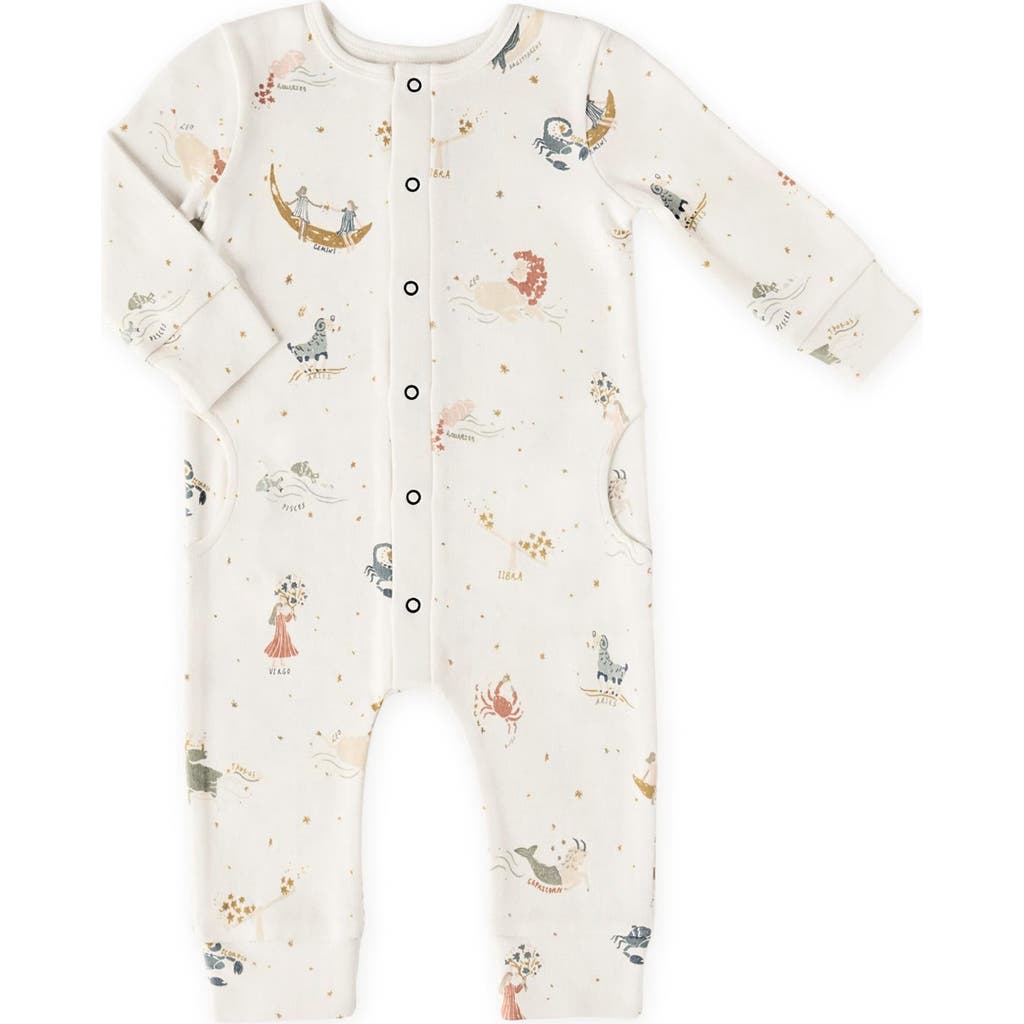 Pehr Print Long Sleeve Organic Cotton Romper In Zodiac
