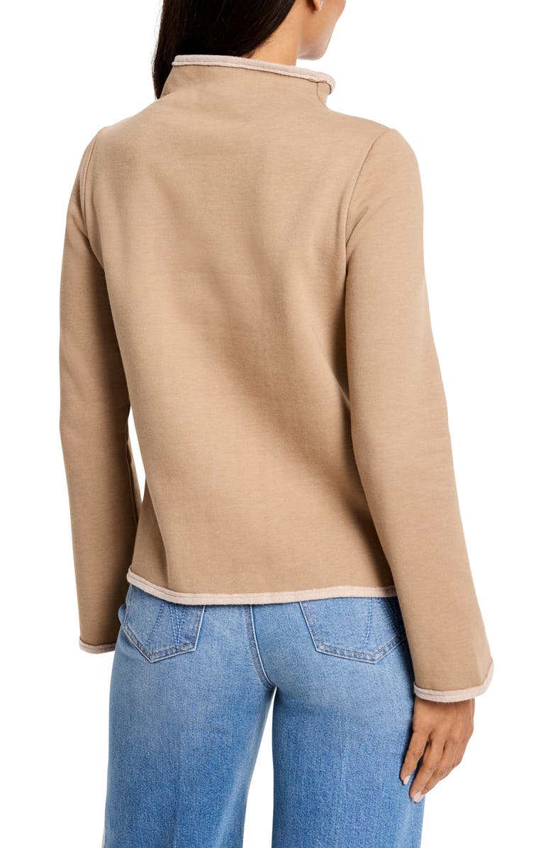 NZT by NIC+ZOE Lounge Around Funnel Neck Fleece Sweatshirt, Alternate, color, Mochachino