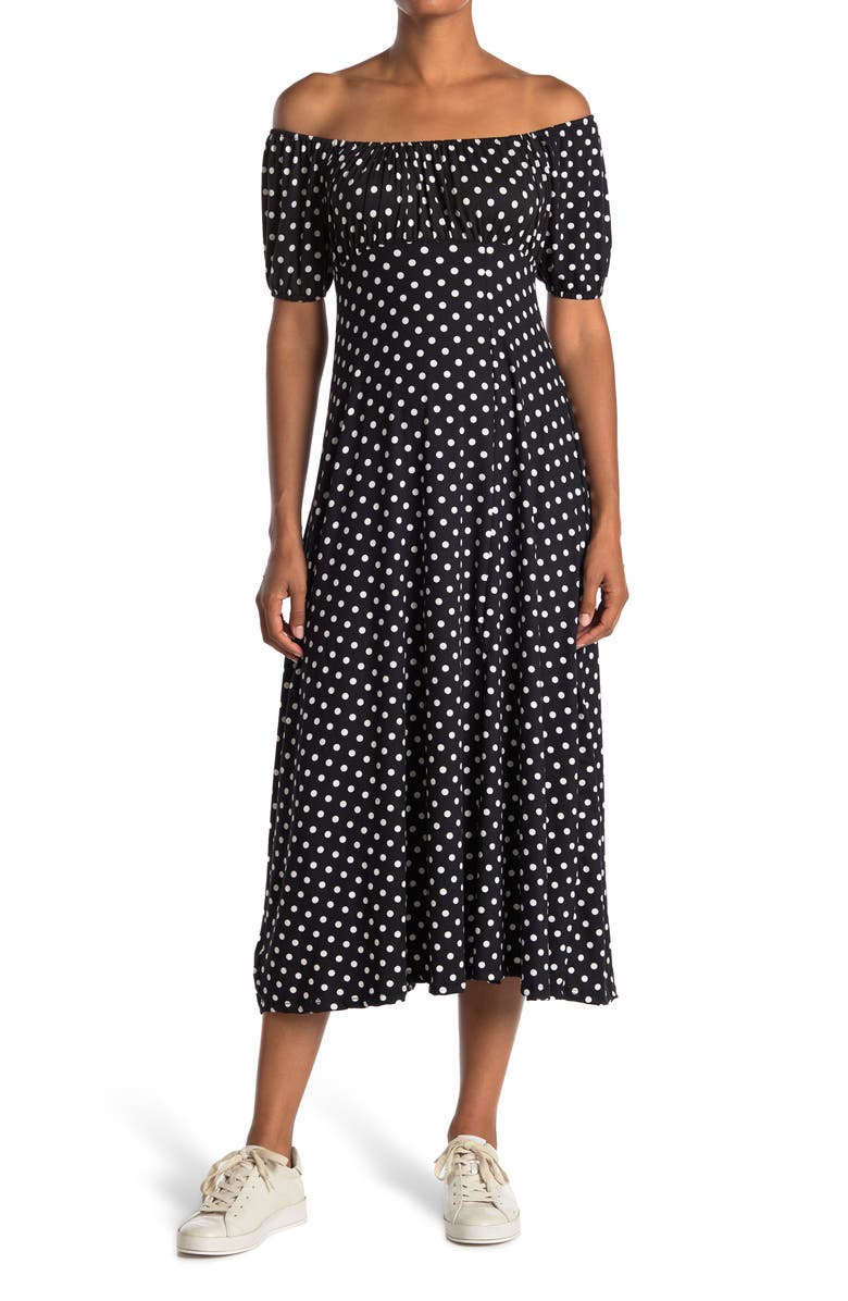 Velvet Torch Puff Sleeve Empire Side Slit Dress, Main, color,