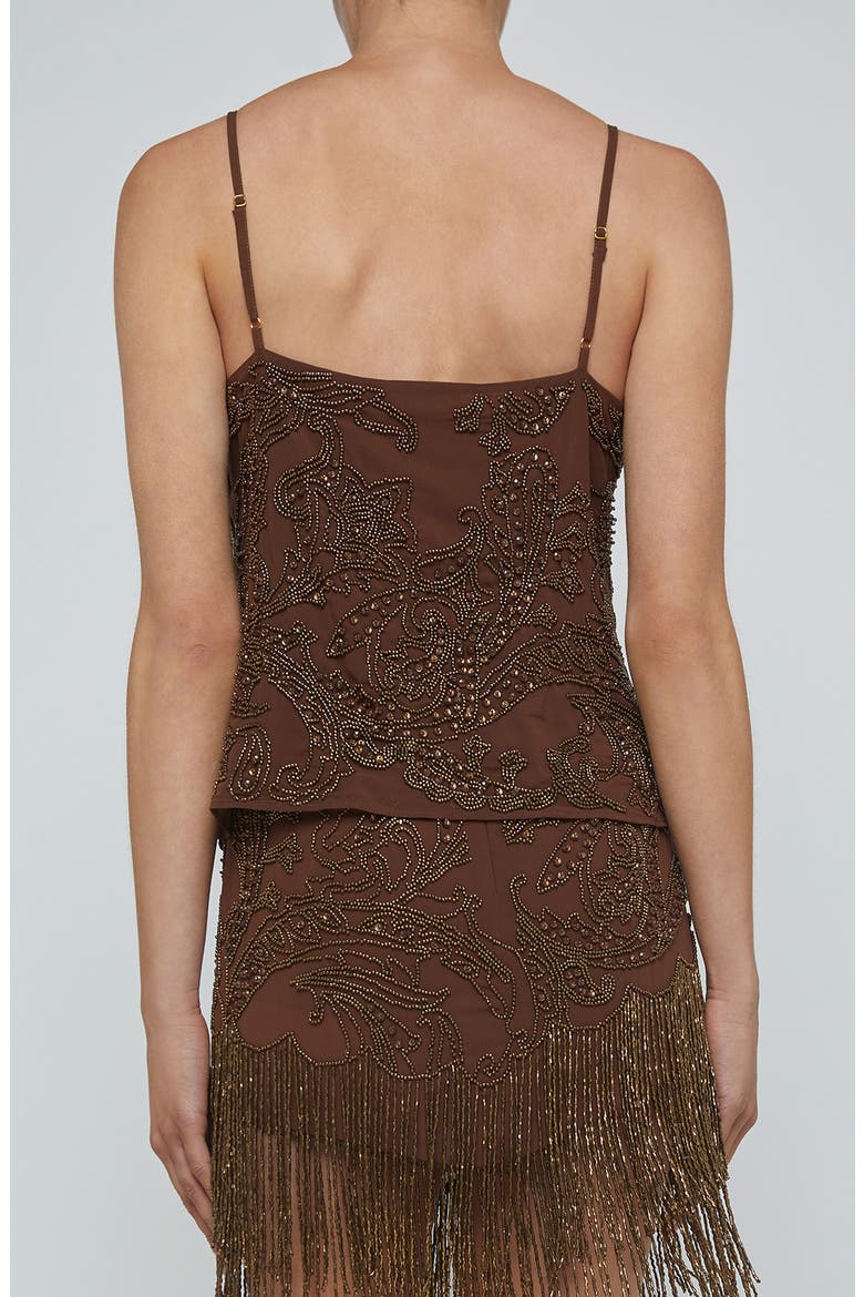 Kass Beaded Chiffon Camisole, Alternate, color, PINECONE