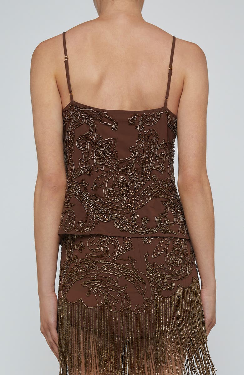 L'AGENCE Kass Beaded Chiffon Camisole, Alternate, color, Pinecone