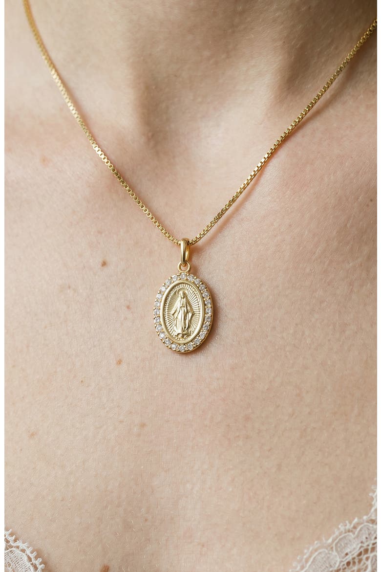 Oval Mary Pendant Necklace, Alternate, color, GOLD