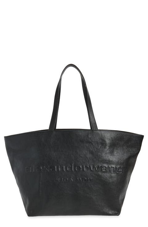 Punch Logo Crinkled Leather Tote