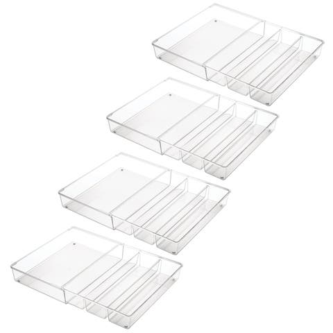 Plastic Adjustable/Expandable Drawer Storage Organizer, 4 Pack, Clear