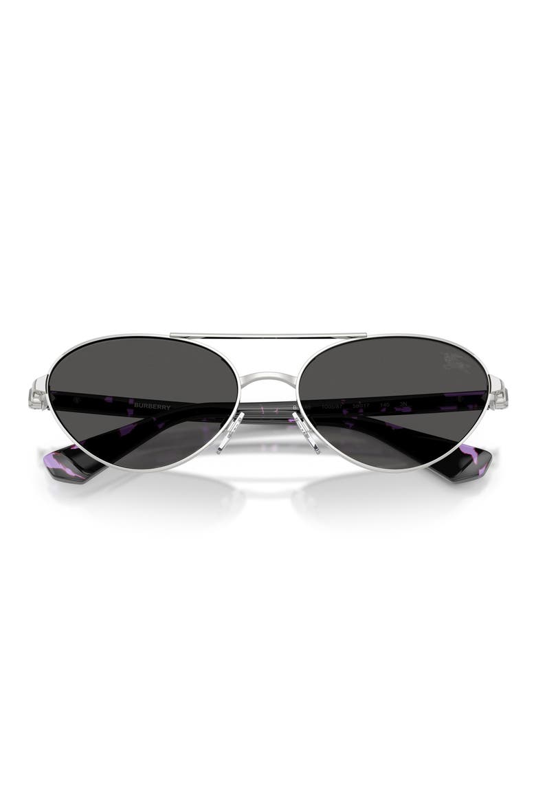 58mm Pilot Sunglasses, Alternate, color, SILVER