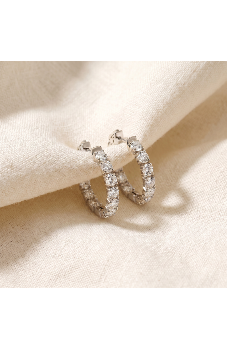 Bliss Diamond 4.40 Ct TW Diamond Inside Outside Hoops Vault Lock 14k Gold Lab Grown 1" Tall, Alternate, color, 14K White Gold