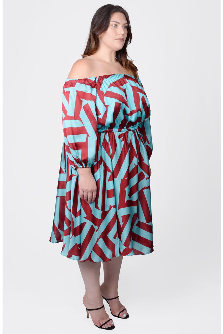 Edwina Off the Shoulder Long Sleeve Dress, Alternate, color, CIRCLE STRIPES