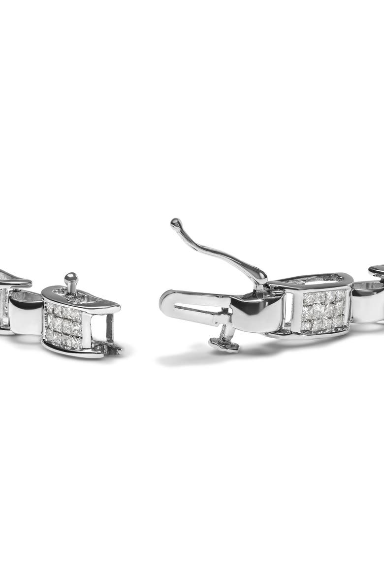 14K White Gold 2.00 Cttw Princess Diamond Invisible Set Link Bracelet, Alternate, color, White