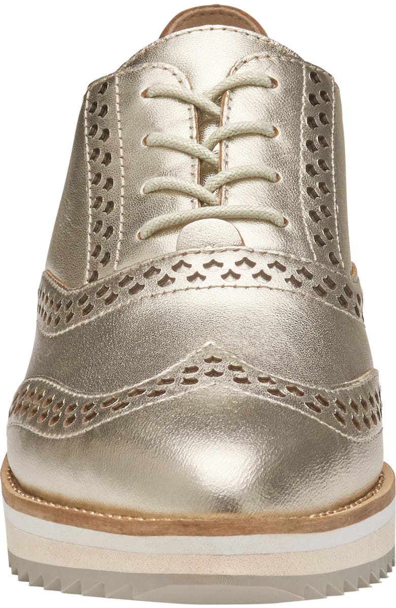 Johnston & Murphy Ulyssa Wingtip Platform Oxford, Alternate, color, Gold Metallic Sheepskin