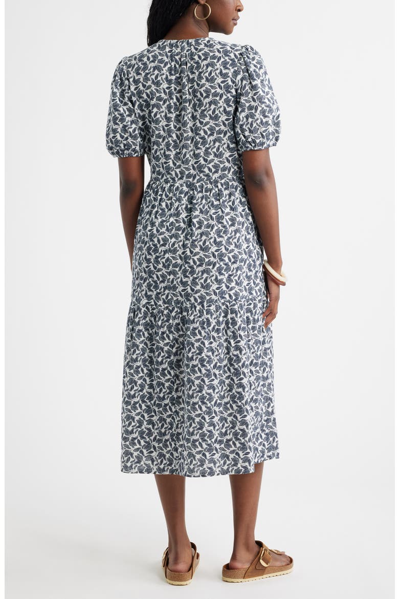 tiered puff sleeve cotton midi dress Tiered Midi Dress With Puff Sleeves For Women