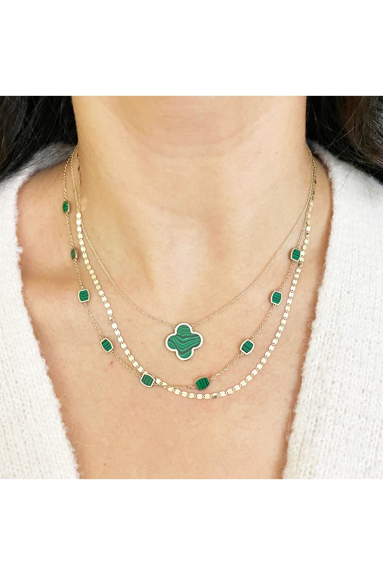 Extra Large Malachite Single Clover Necklace, Alternate, color, Malachite