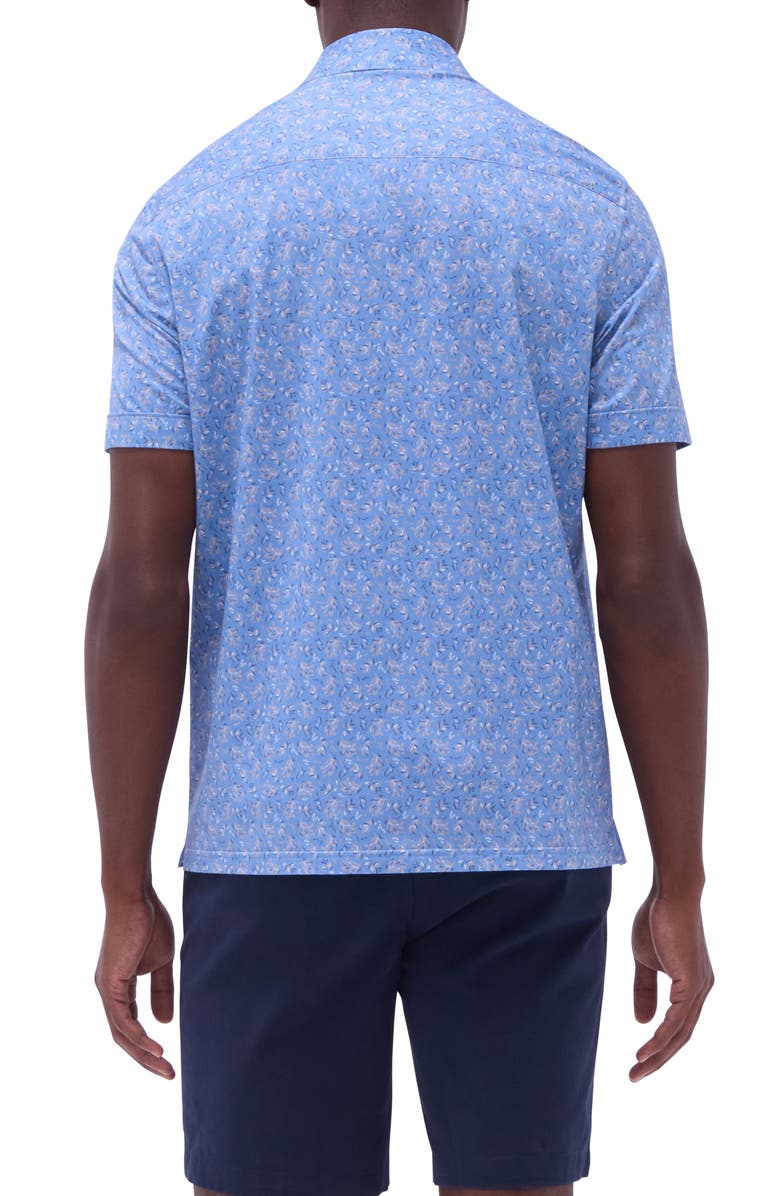 Bugatchi Milo OoohCotton<sup>®</sup> Print Short Sleeve Button-Up Shirt, Alternate, color, Air Blue