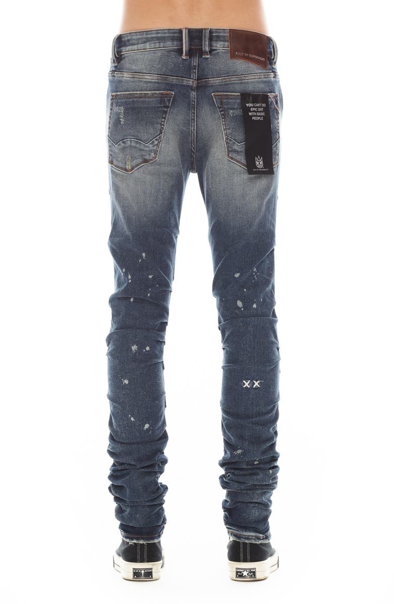 Cult of Individuality Punk Nomad Paint Splatter Ripped Super Skinny Jeans, Alternate, color, Cactus