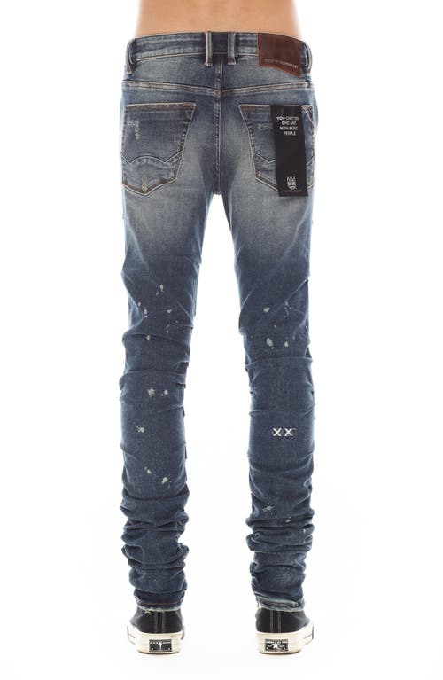 Cult Of Individuality Punk Nomad Paint Splatter Ripped Super Skinny Jeans In Cactus