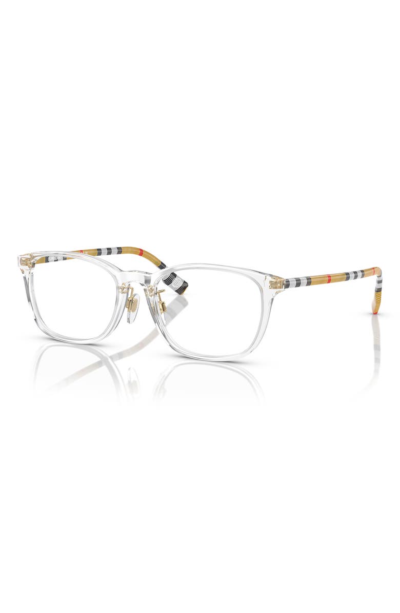 Burberry 53mm Rectangular Optical Glasses, Alternate, color, Transparent / Demo Lens