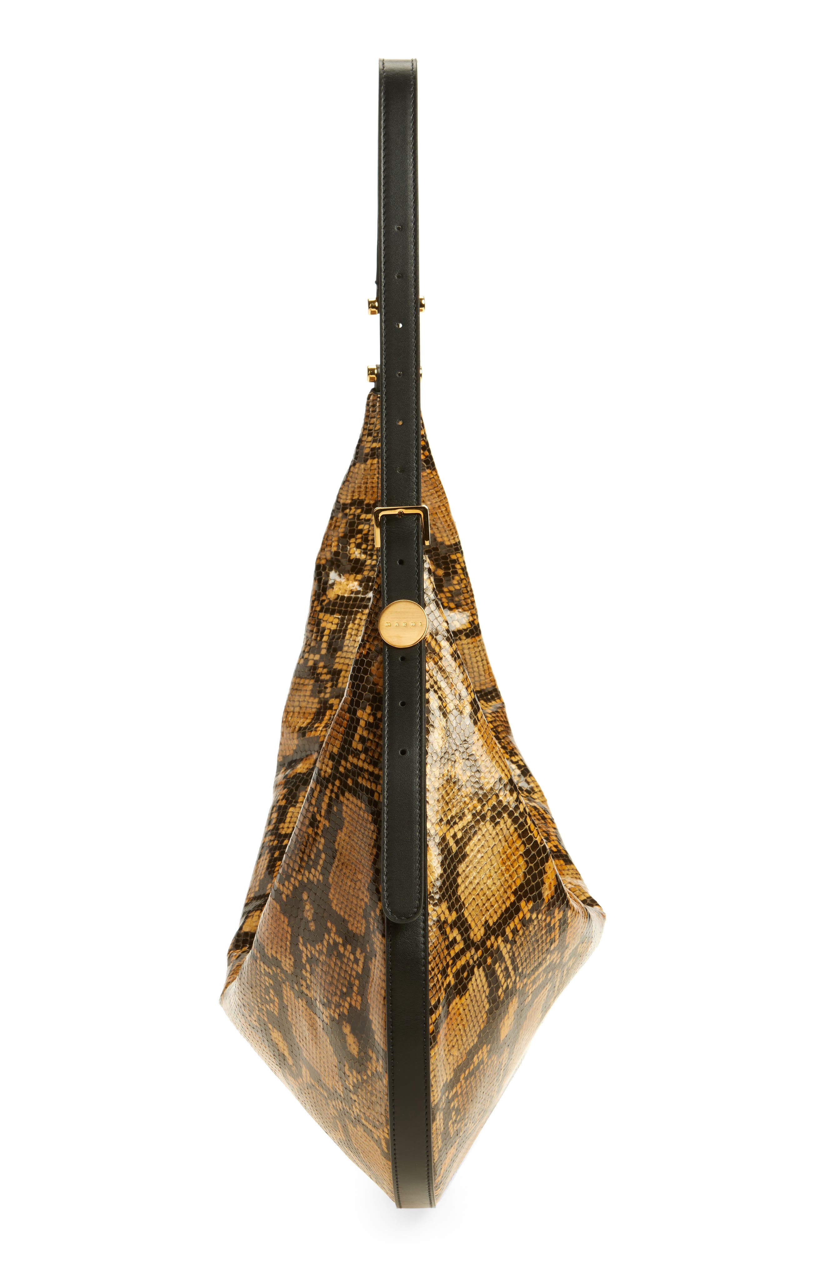 Marni Small Dot Python Print Hobo Bag, Alternate, color, Amber