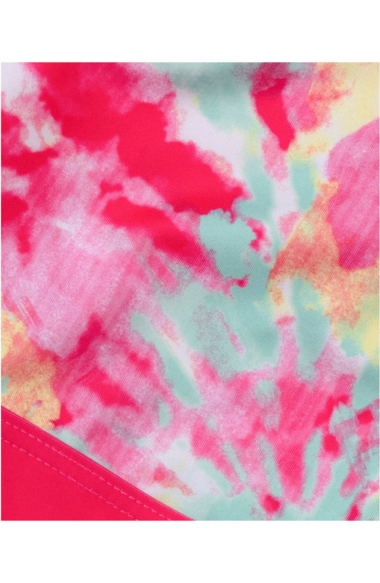 Lands' End Girls Chlorine Resistant Criss Cross Bikini Top, Alternate, color, Bright Pink Aqua Splatter