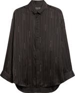 Balenciaga Logo Stripe Cocoon Button-Down Shirt