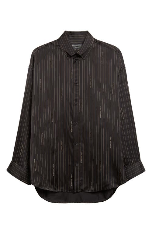 Balenciaga Pinstriped Black Button-down Shirt In Brown